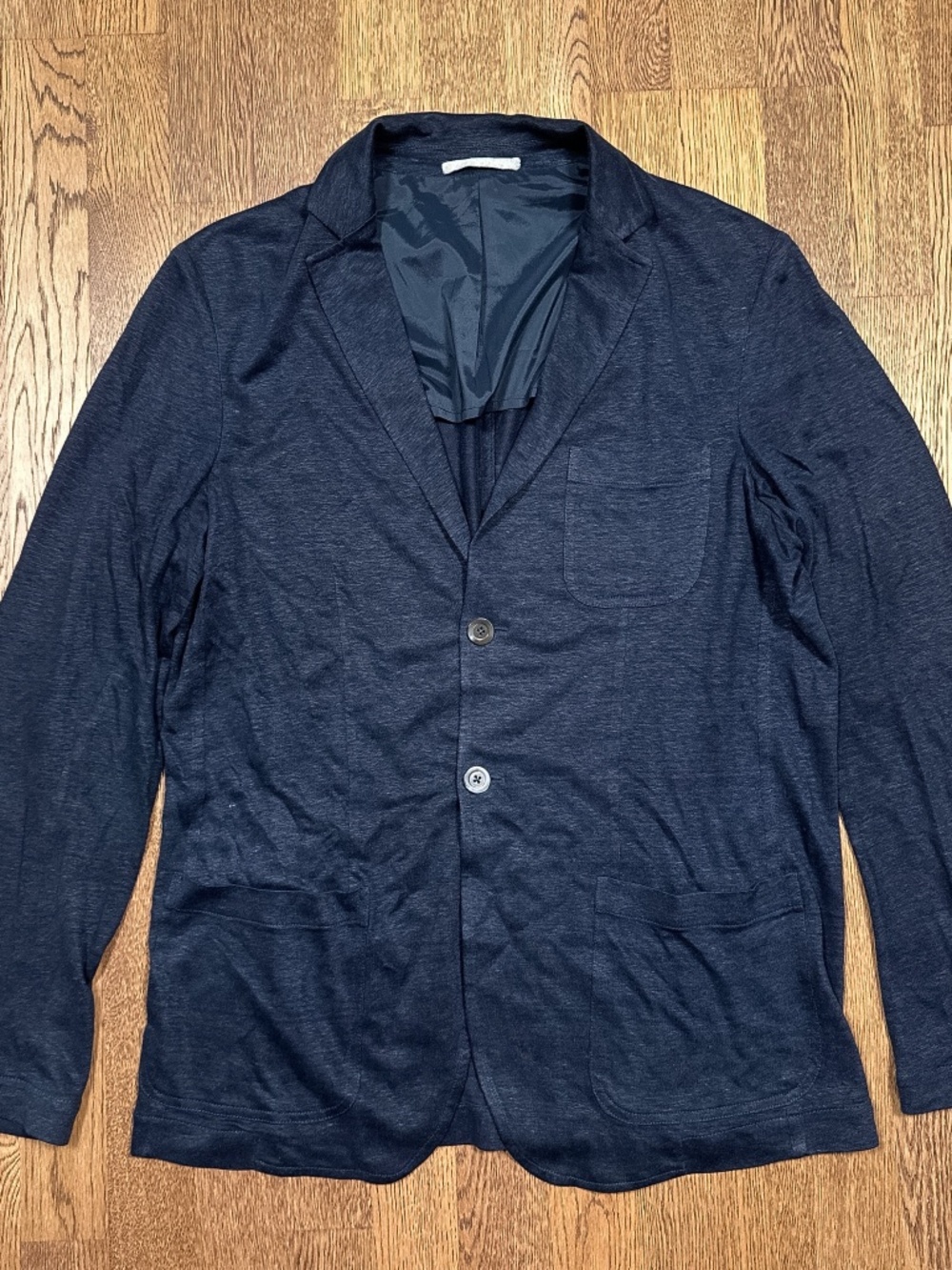 Della Ciana Jersey Linen Lightweight Navy Cardigan Blazer Jacket Mens IT 52 XL